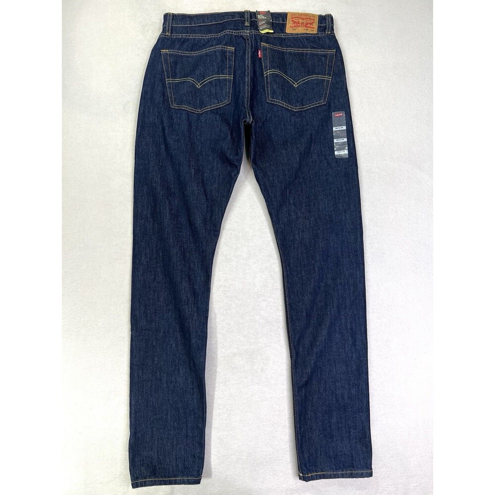 Levis 512 Slim Taper Flex Eco Stretch Denim Dark Blue Mens Size 36x34 New